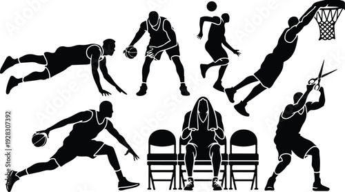 Basketball March Madness Typography Silhouette Set