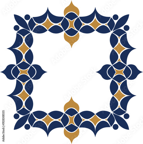 Ramadan Lanterns with Crescent Moon on Blue Background for Islamic Celebration. Ramadan Kareem ornate Islamic decorative frame with lanterns and bokeh effect. Ramadan kareem illustration with crescent