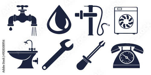 Assorted icons representing various home maintenance and repair services Vector