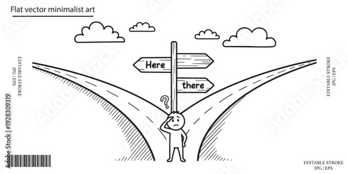 Decision making crossroads sign choice paths businessman