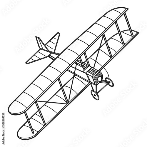 Black and white of a vintage biplane airplane vintage airplane