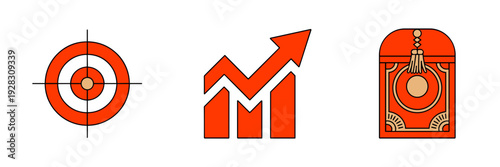 Lunar New Year target and success vector icons – Great for motivational posters, business dashboard design, or metric tracking.