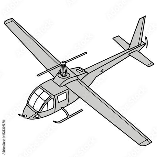 Gray helicopter with rotors and tail rotor unmanned aerial vehicle