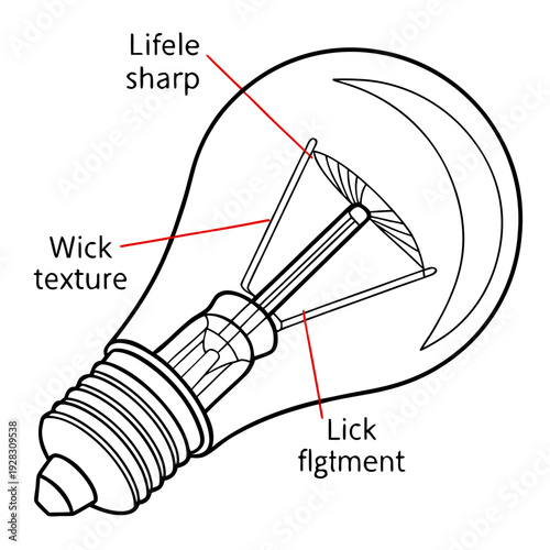 Light Bulb with Labeled Components wick texture lifele sharp