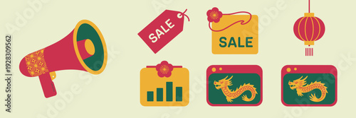 Festive digital advertising icon set – Suitable for seasonal sales.