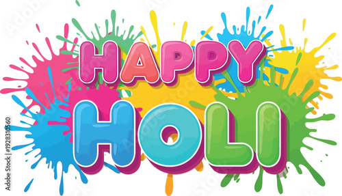 Vibrant Holi celebration with colorful powder splashes and joyful atmosphere