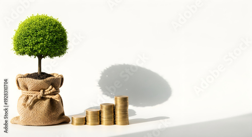 Investment growth concept with tree and coins