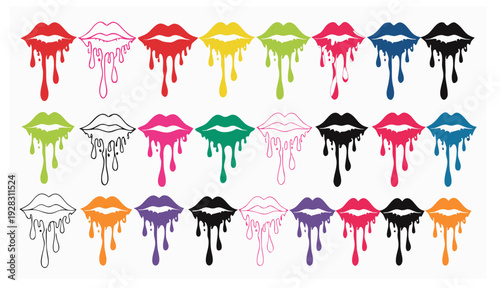 Glamorous Red Lips with Glossy Melting Drip Effect and Sexy Expression