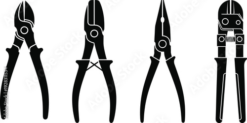 Four different views of needle nose pliers