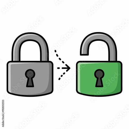 Locked Padlock Changing to Unlocked State.