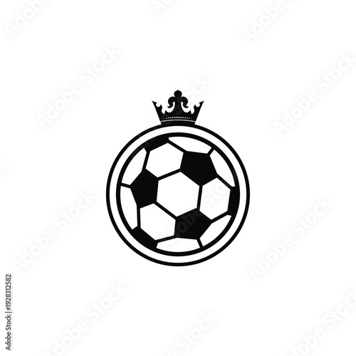 Regal soccer ball icon with crown symbolizing victory and excellence