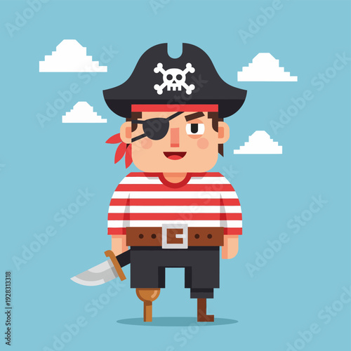 Cartoon Pirate Character Illustration.