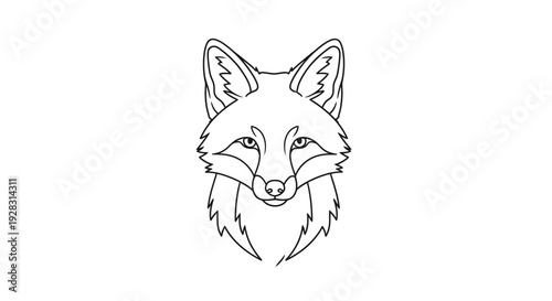 Detailed Line Art Illustration of a Majestic Fox Head.