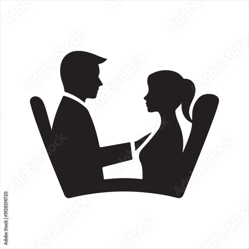 therapist and client vector silhouette line art logo design illustration
