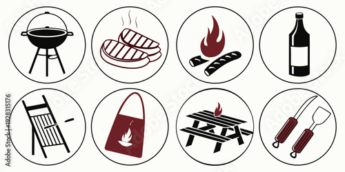 A collection of various objects and symbols on a white background. Vector