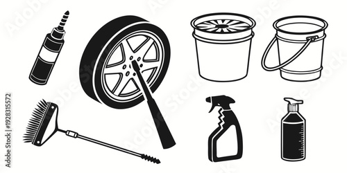 A collection of tools and supplies for bicycle maintenance and repair Vector