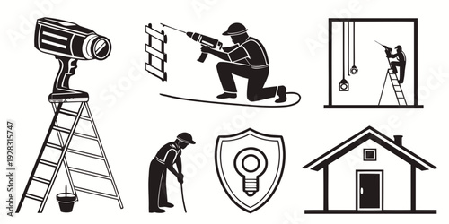 Illustration of various safety and security icons and symbols Vector