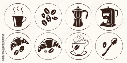 Assorted black and white icons representing various activities and objects Vector