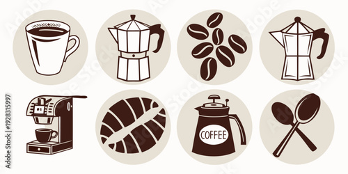 Assorted icons representing various activities and objects in a simple line art style Vector