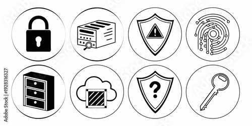 Assorted icons representing various aspects of security and privacy Vector
