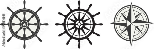 Ship Wheel SVG Set – Nautical Helm, Compass Rose, Marine Steering Wheel & Sailor Symbol Clipart