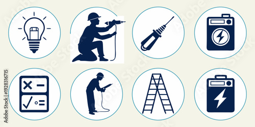 A collection of icons representing various safety and security measures. Vector