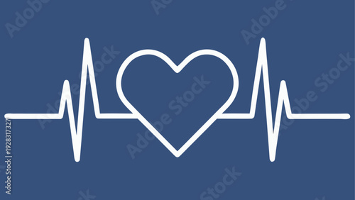 Heartbeat symbol with a heart shape in the center of a medical pulse line