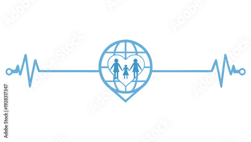 Global health monitoring with interconnected human figures symbolizing worldwide wellness