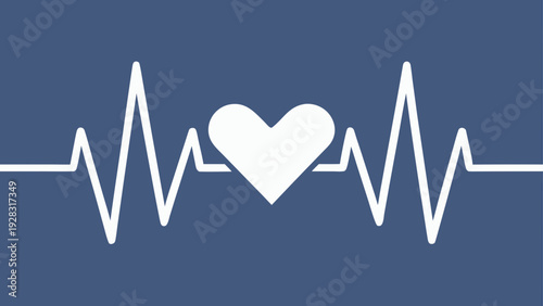 A heart symbol integrated within a heartbeat line graphic on a dark background