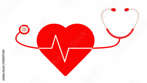 Medical symbol combining a heart with a stethoscope for healthcare representation