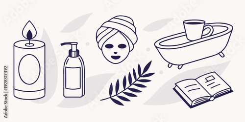 A variety of hair care products and tools for maintaining healthy hair. Vector