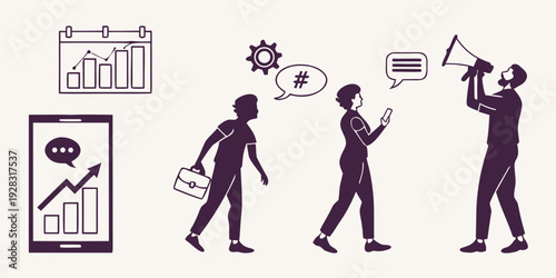 Diverse group of people engaged in various business and communication activities Vector