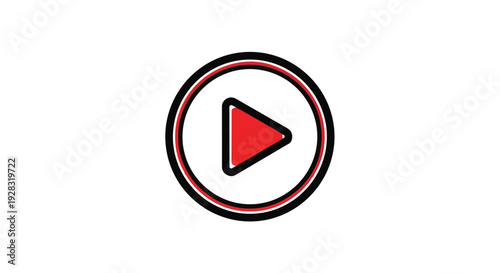 Play button icon with red triangle in black and red circle