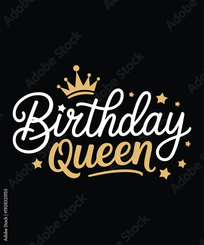 Birthday Queen Celebration Printable Wall Art Poster Design