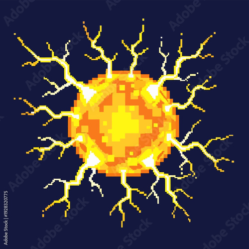 Bright Yellow Lightning Ball Energy.