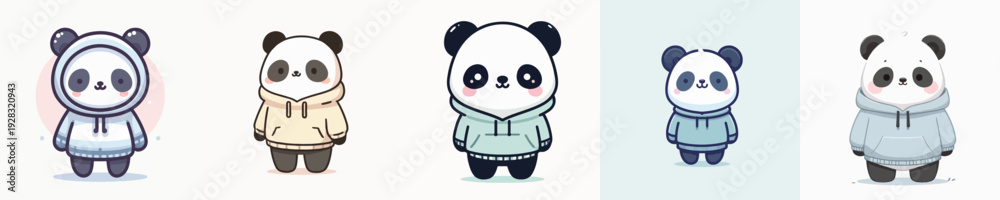 Naklejka premium cute panda vector wearing hoodie