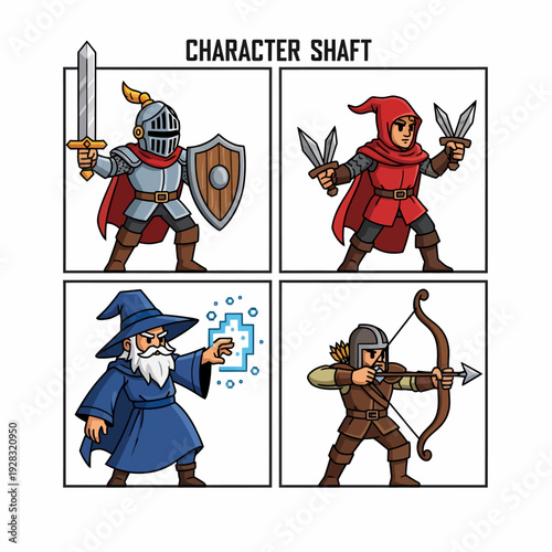 Fantasy Characters with Various Weapons.