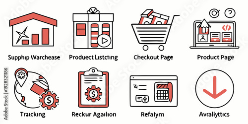 Icons representing various services and activities available online Vector