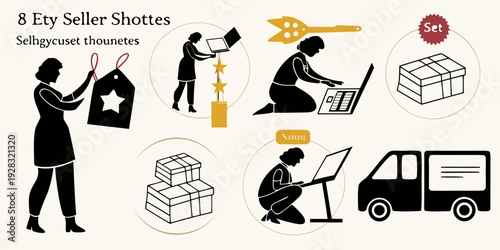 A detailed illustration of the eight stages of the sales funnel process Vector