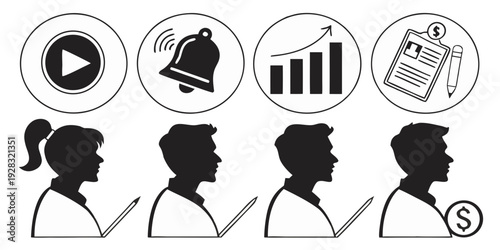 Diverse group of people engaging in various creative and analytical activities Vector