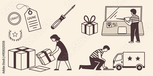 A diverse group of people engaged in various activities and tasks. Vector