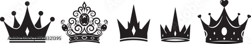 Collection of five distinctive crown silhouettes with various designs