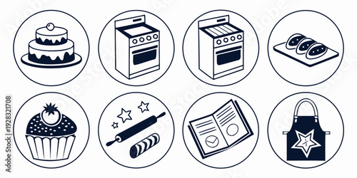 A diverse collection of various types of food and drink items Vector