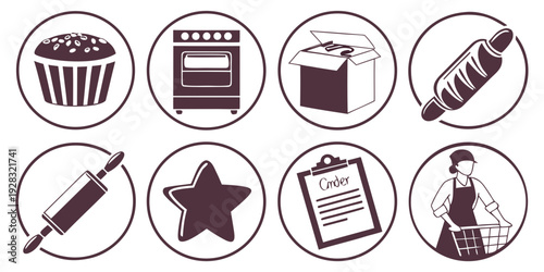 A collection of diverse icons representing various objects and activities. Vector