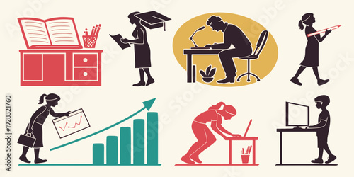 Diverse individuals engaged in various professional activities and tasks Vector