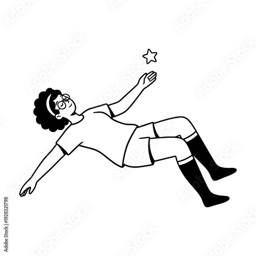 Hand drawn style illustration of a person reaching for a star, symbolizing dreams and aspiration