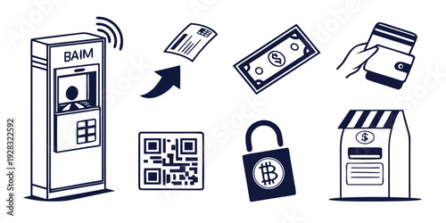 A collection of various payment methods and security icons. Vector