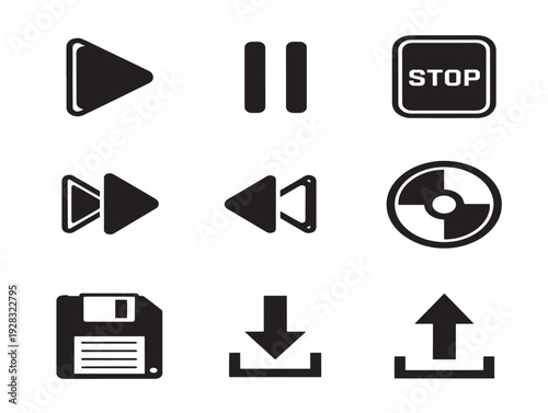 Dynamic action button icons with interactive click and response silhouette designs