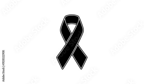 Minimal Hemophilia Awareness Ribbon – Black Solid and Outline Medical Icon