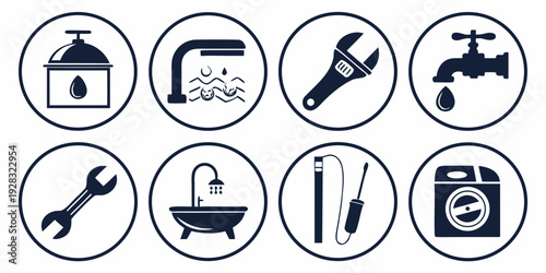 Icon set illustrating various maintenance and repair activities for home and office. Vector